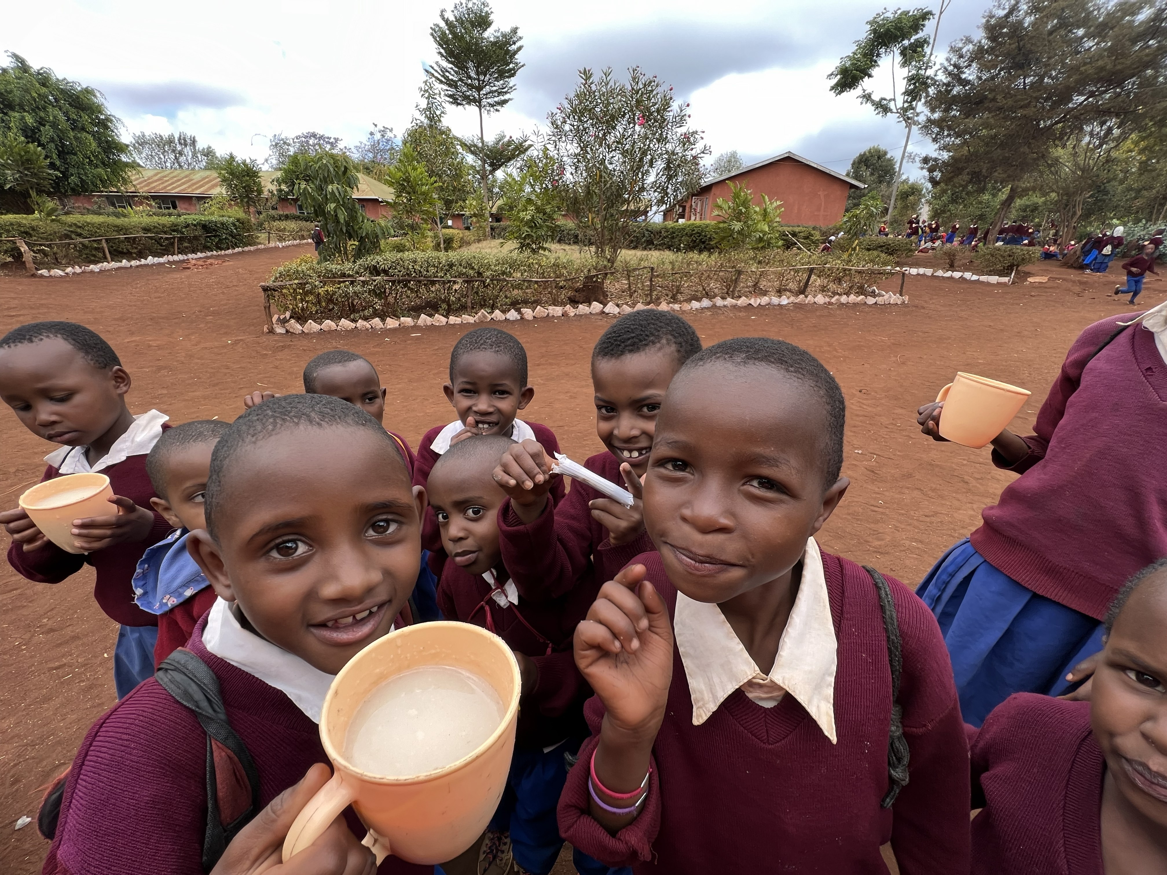 Children eating a breakfast meal